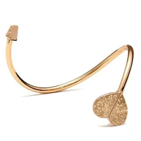 KATE SPADE • Rose Gold Heritage Heart Gold Glitter Cuff Bracelet - Picture 5 of 7